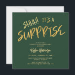 Shhh! Het is een Surprise 50th Birthday Gold Green Kaart<br><div class="desc">Shhh! Het is een Surprise 50th Birthday Gold Green Invitation Uw gasten zullen weten dat dit een speciaal feest zal zijn door gewoon naar deze uitnodiging te kijken!</div>