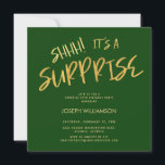 Shhh! Het is een Surprise 50th Birthday Gold Green Kaart<br><div class="desc">Shhh! Het is een Surprise 50th Birthday Gold Green Invitation Uw gasten zullen weten dat dit een speciaal feest zal zijn door gewoon naar deze uitnodiging te kijken!</div>