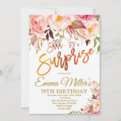 Shhh het is een Surprise Birthday Invite, Boho Roz Kaart (Voorkant)