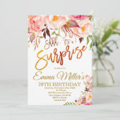 Shhh het is een Surprise Birthday Invite, Boho Roz Kaart (Staand voorkant)