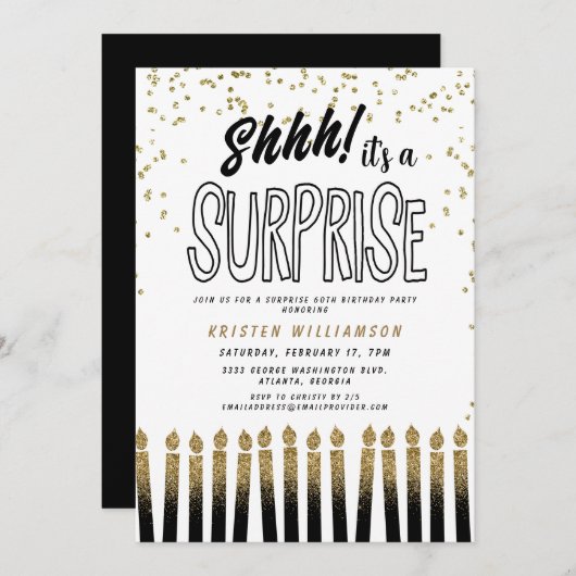 Shhh! Het is een Surprise Fun 60th Birthday Candle Kaart (Voorkant / Achterkant)