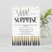 Shhh! Het is een Surprise Gold 50th Birthday Candl Kaart (Staand voorkant)