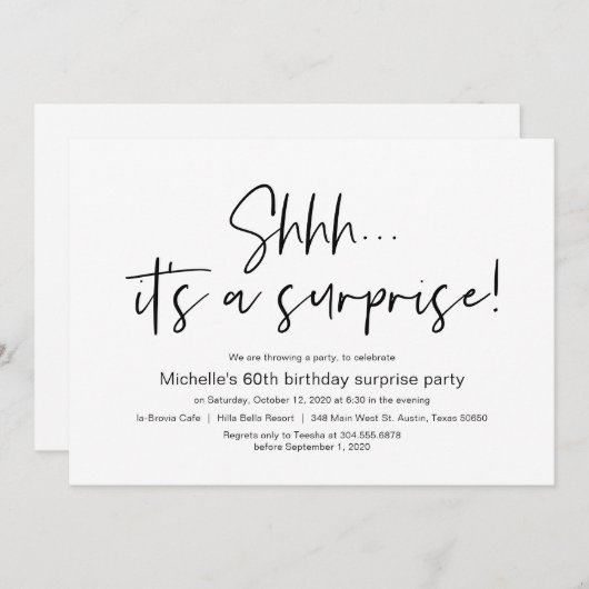 Shhh, het is een verrassende feestdag. kaart (Voorkant / Achterkant)