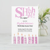 Shhh het is een verrassing 16e verjaardagsfeest ro kaart (Staand voorkant)