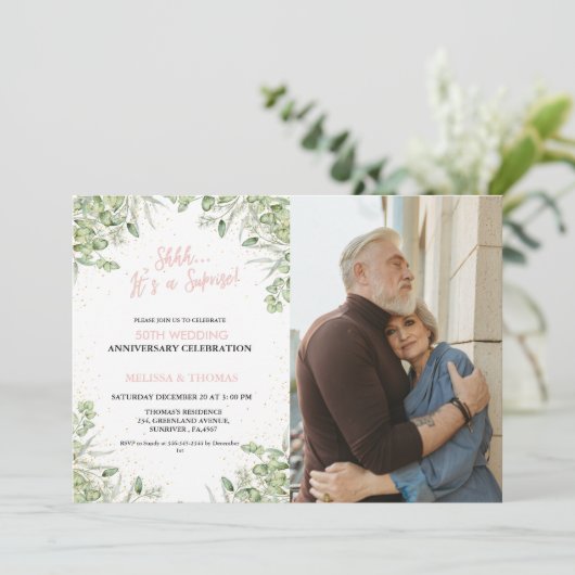 Shhh Het is een verrassing 50ste bruiloft Jubileum Kaart (Staand voorkant)