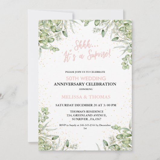 Shhh Het is een verrassing 50ste bruiloft Jubileum Kaart (Voorkant)