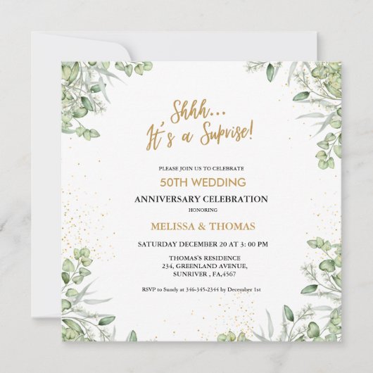Shhh Het is een verrassing 50ste bruiloft Jubileum Kaart (Voorkant)