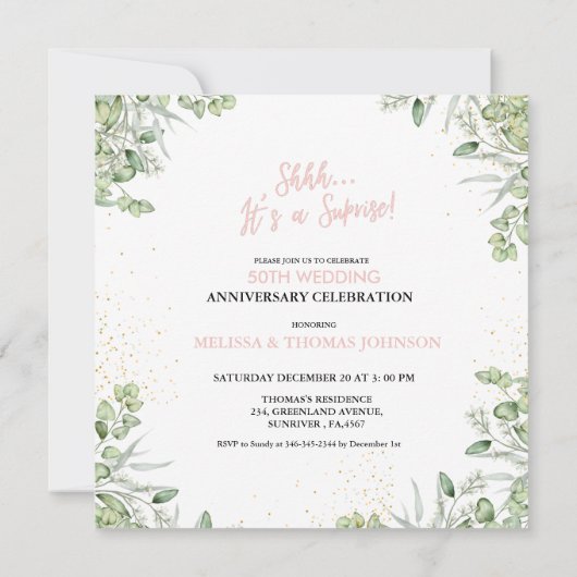 Shhh Het is een verrassing 50ste bruiloft Jubileum Kaart (Achterkant)