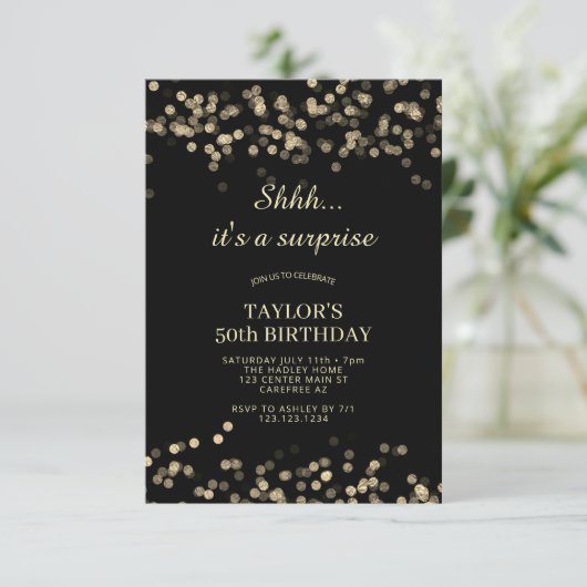 Shhh Het is een verrassing 50ste verjaardag Kaart (Staand voorkant)