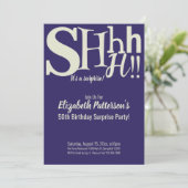 Shhh het is een verrassing verjaardagsfeestje volw kaart (Staand voorkant)