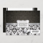 Shhh!  Het is een verrassing.  Zwart-witte Damask Kaart (Voorkant / Achterkant)