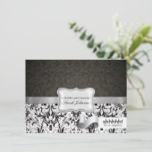 Shhh!  Het is een verrassing.  Zwart-witte Damask Kaart (Staand voorkant)