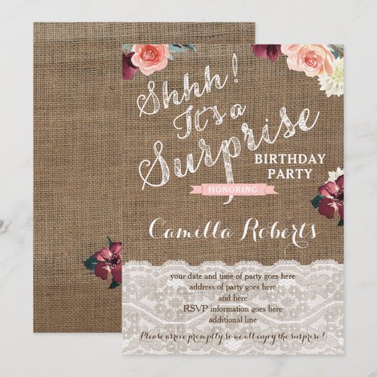 Shhh! Het is een verrassingsfeest, een mijlpaal op Kaart (Voorkant / Achterkant)