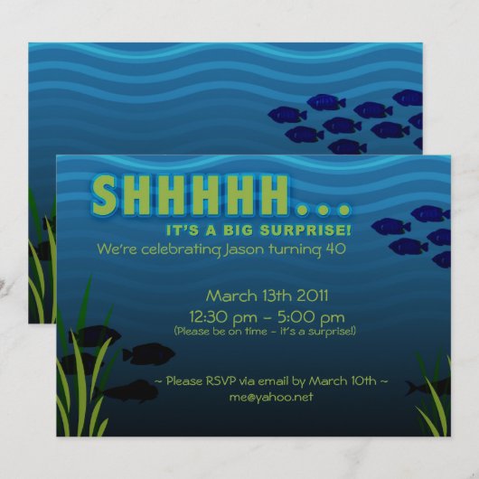 SHHH! Het is een verrassingsfeest. Kaart (Voorkant / Achterkant)