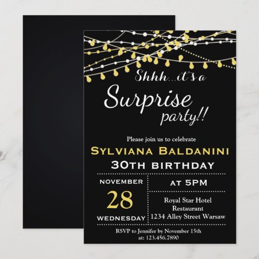 SHHH… HET IS EEN VERRASSINGSFEEST!… VERJAARDAG UIT KAART (Voorkant / Achterkant)