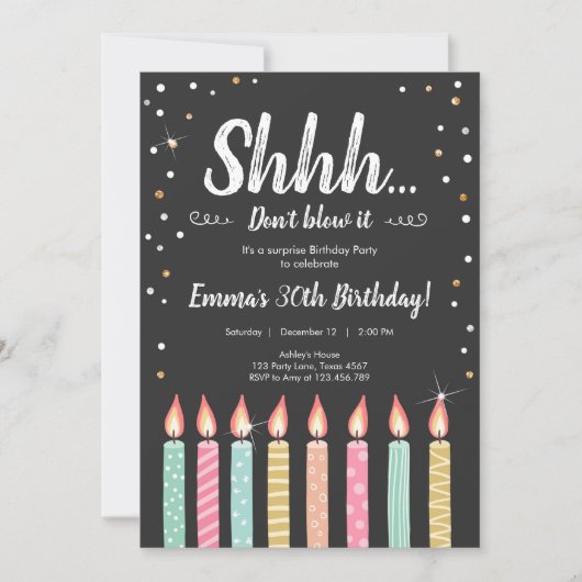 Shhh het is een verrassingsgouden Confetti verjaar Kaart (Voorkant)