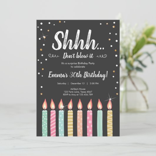 Shhh het is een verrassingsgouden Confetti verjaar Kaart (Staand voorkant)