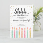 Shhh het is een verrassingsgouden Confetti verjaar Kaart (Staand voorkant)