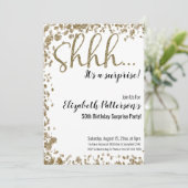 Shhh het is een verrassingsverjaardagsfeestje Gold Kaart (Staand voorkant)