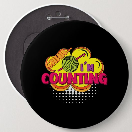 Shhh. Ik tel grappig haakontwerp Ronde Button 6,0 Cm (Voorkant /achterkant)
