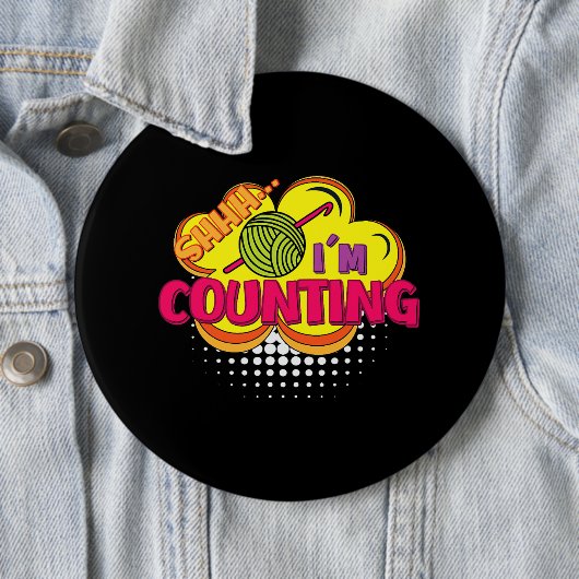 Shhh. Ik tel grappig haakontwerp Ronde Button 6,0 Cm (In situ)