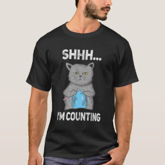 Shhh, ik tel grappige gehaakte kat t-shirt
