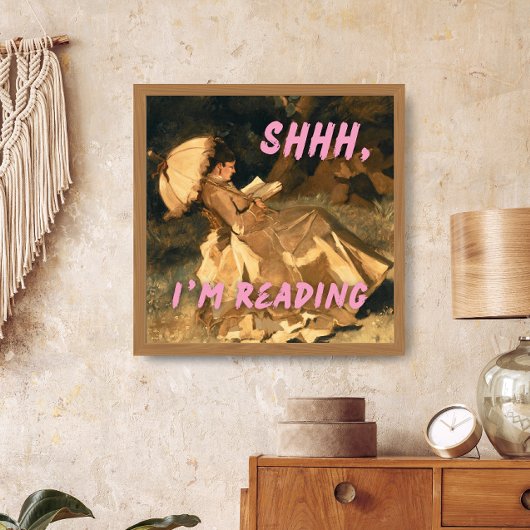 Shhh I'm Reading Print, Maximalist Art, Bookish Poster