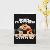 Shhh I'm Watching Wrestling Funny Wrestling Lover Kaart (Gele Bloem)