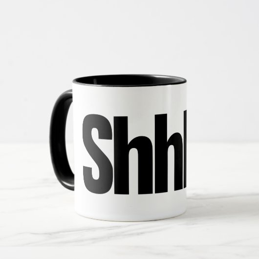 Shhh! Letter Print Mug - Minimalist Coffee Cup! Mok (Voorkant links)