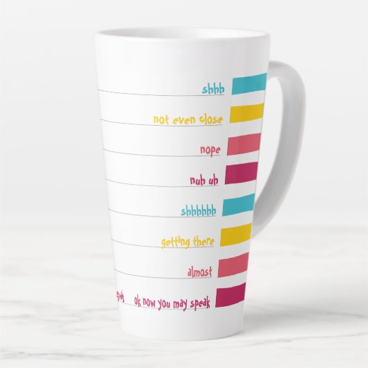 Shhh, niet praten! Grappig kleurrijk Schattige Latte Mok (Rechterhoek)