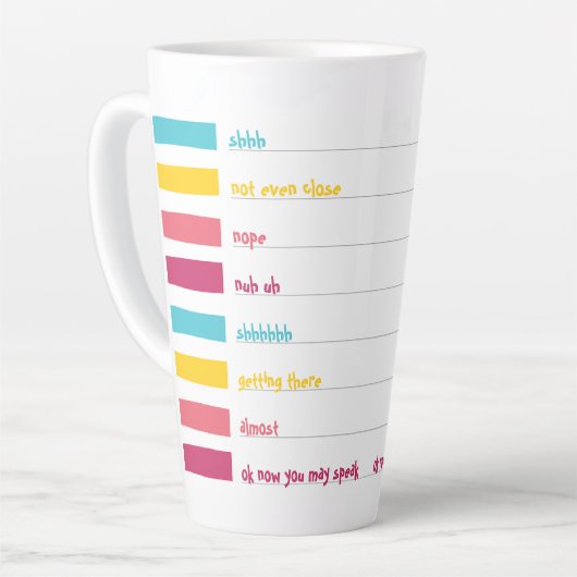 Shhh, niet praten! Grappig kleurrijk Schattige Latte Mok (Linkerhoek)