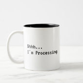 Shhh Robot – Shhh… Ik ben aan het verwerken Tweekleurige Koffiemok (Links)