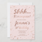 Shhh roos gouden confetti blush 30ste verjaardag kaart (Voorkant)
