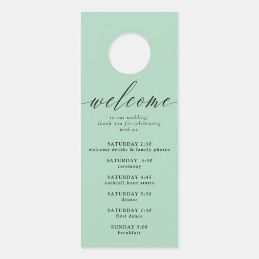 SHHH Sage Groene Kalligrafie Niet storen Bruiloft Deurhanger (Achterkant)