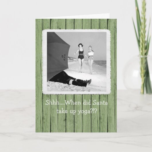 Shhh...Santa Doing Yoga Wenskaart met Kerstmis Bedankkaart (Voorkant)
