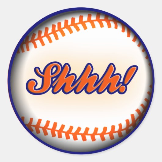 Shhh sticker voor Surprise party honkbal uitnodigi (Voorkant)