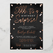 Shhh.. Surprise Birthday Party Confetti & Real Folie Uitnodiging (Voorkant)