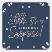 Shhh.. Surprise Birthday Party Favor Vierkante Sticker (Voorkant)