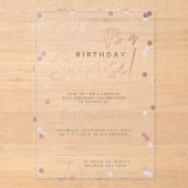 Shhh.. Surprise Birthday Roos Gold Foil Confetti Acryl Uitnodigingen (Voorkant)