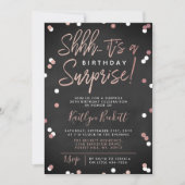 Shhh.. Surprise Birthday Roos Gold Foil Confetti Kaart (Voorkant)