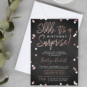 Shhh.. Surprise Birthday Roos Gold Foil Confetti Kaart