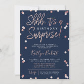 Shhh.. Surprise Birthday Roos Gold Foil Confetti Kaart (Voorkant)