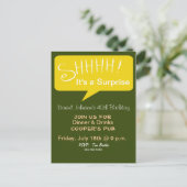Shhh Surprise Party - Groen & Goud Uitnodiging Briefkaart (Staand voorkant)