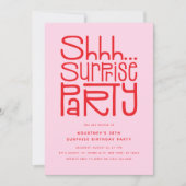Shhh Surprise Party Modern Birthday Kaart (Voorkant)