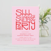 Shhh Surprise Party Modern Birthday Kaart (Staand voorkant)