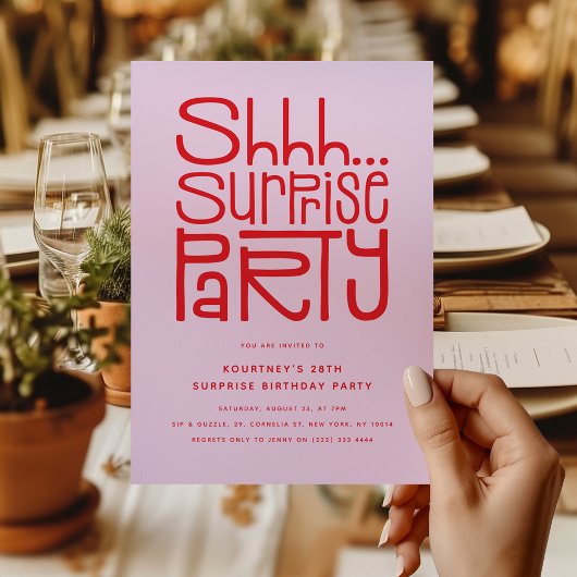 Shhh Surprise Party Modern Birthday Kaart