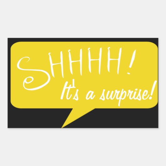Shhh Surprise Party - Sticker - Zwart en Goud (Voorkant)