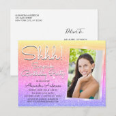 Shhh! Surprise Rainbow Verjaardagsfeestfoto Briefkaart (Voorkant / Achterkant)