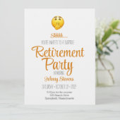 Shhh Surprise Retirement Party Invitation Kaart (Staand voorkant)