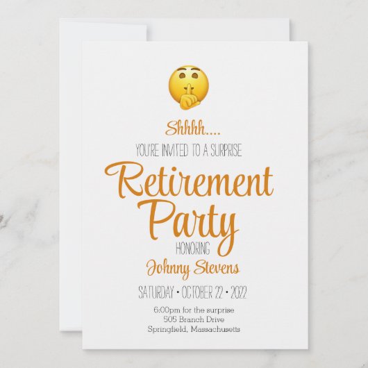 Shhh Surprise Retirement Party Invitation Kaart (Voorkant)